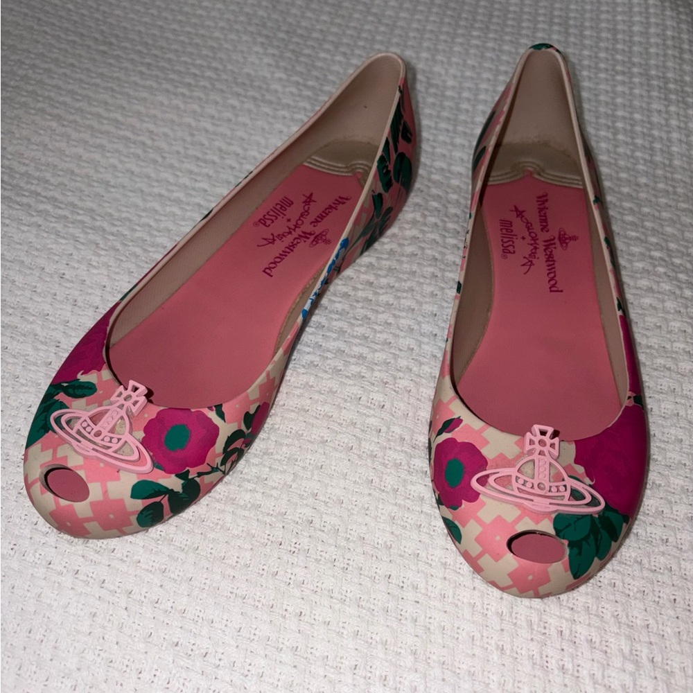 Vivienne Westwood Melissa Anglomania Floral Ballet Flats US 8 / EU 39 pink green